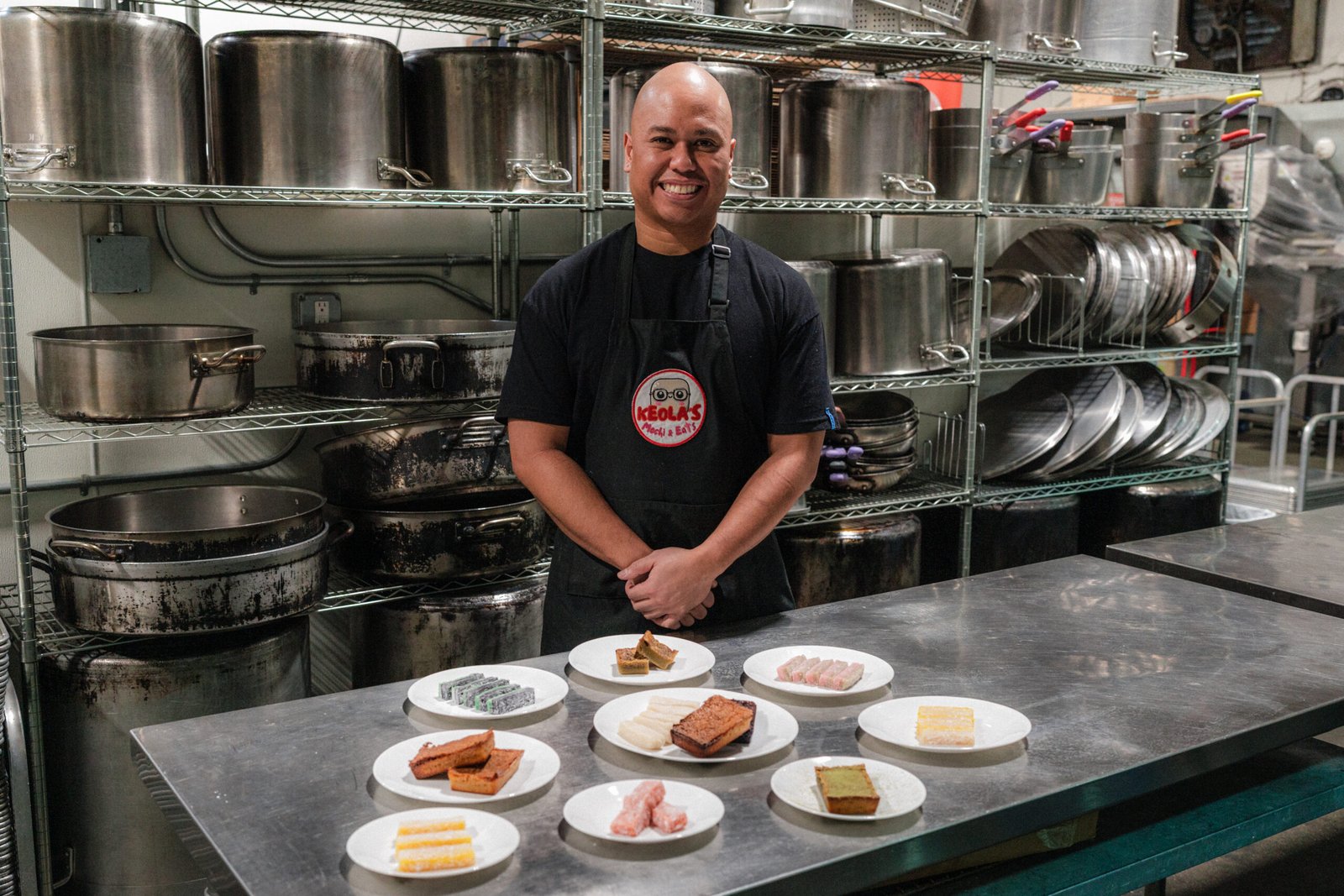 mochi business owner presenting butter mochi and chichi dango for shopify ecommerce store