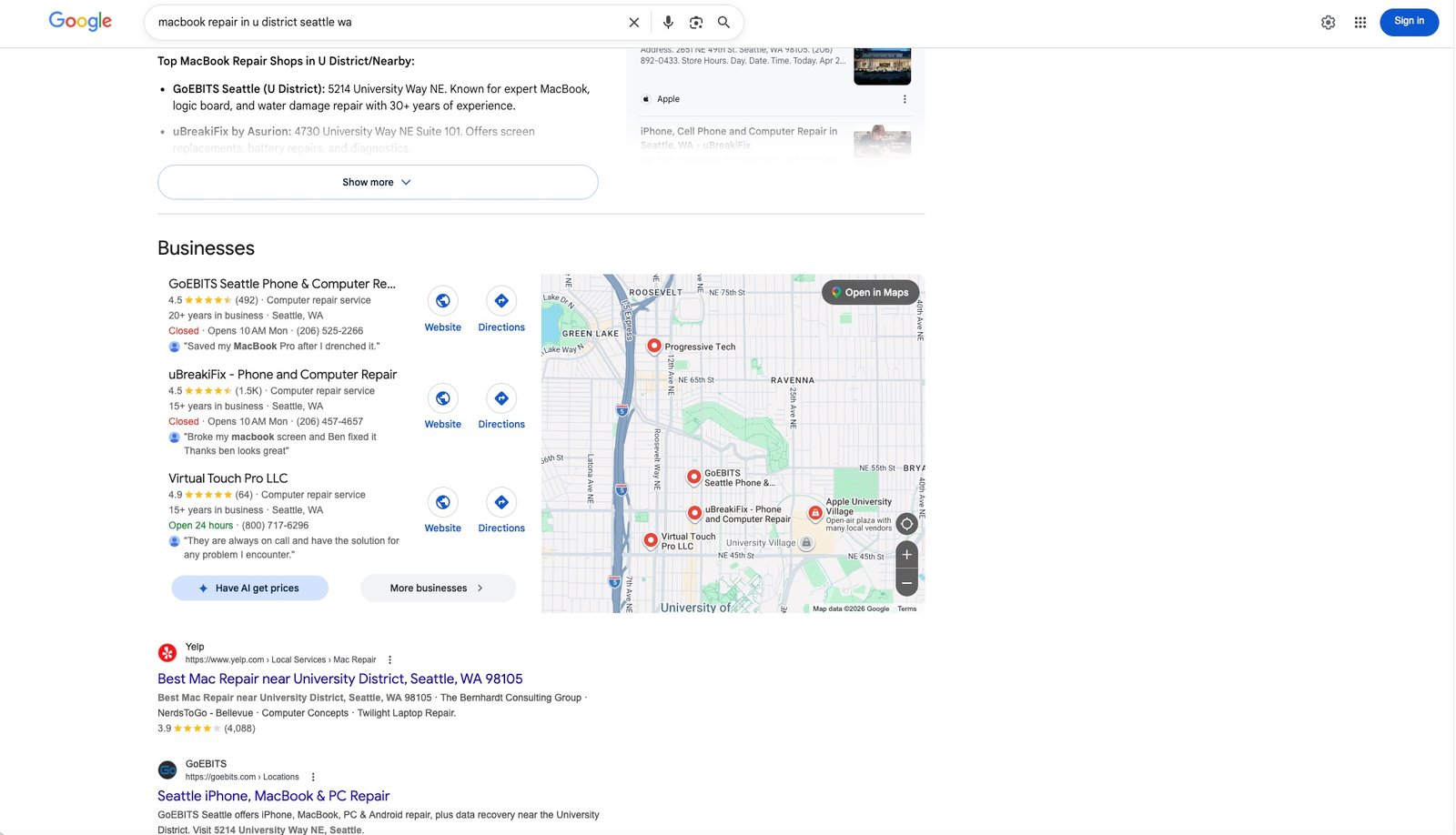 google results for local seo ranking number 1 for ai recommendations aeo gemini google business profile number 1 google search 1 by rooted rank digital in seattle wa
